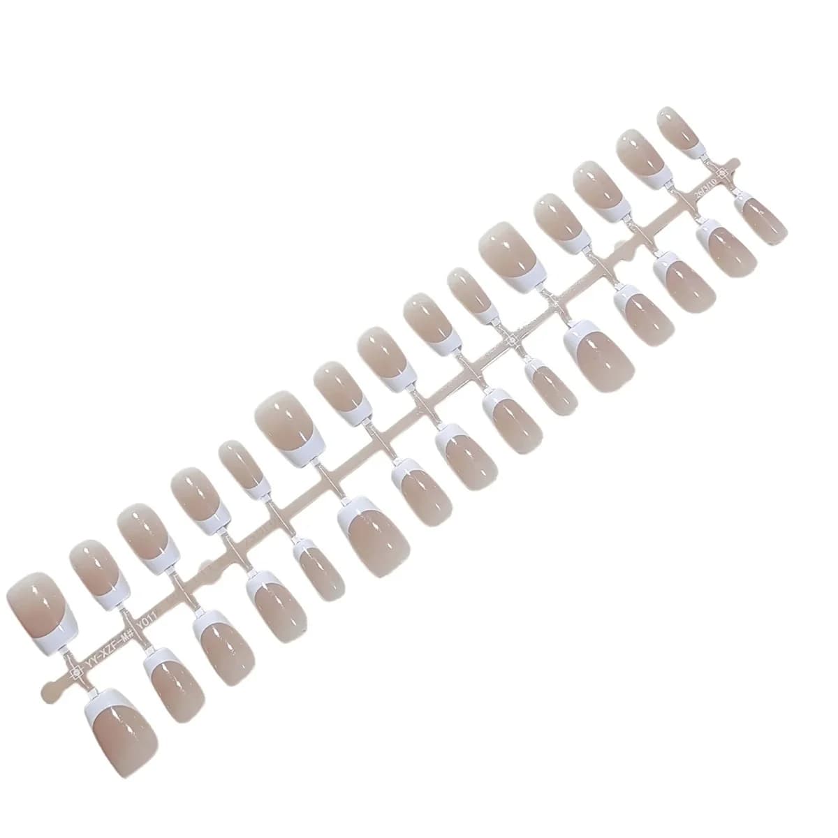 Móng Tay Giả Dán Sẵn Đầu Pháp Ngắn, Màu Nude Tự Nhiên, Dùng Hàng Ngày