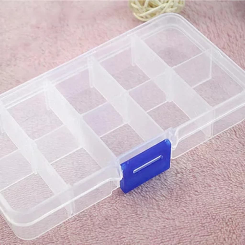 Hộp Đựng Nhựa Trong Suốt 10 Ngăn Cho Đá Trang Trí Móng Và Dụng Cụ