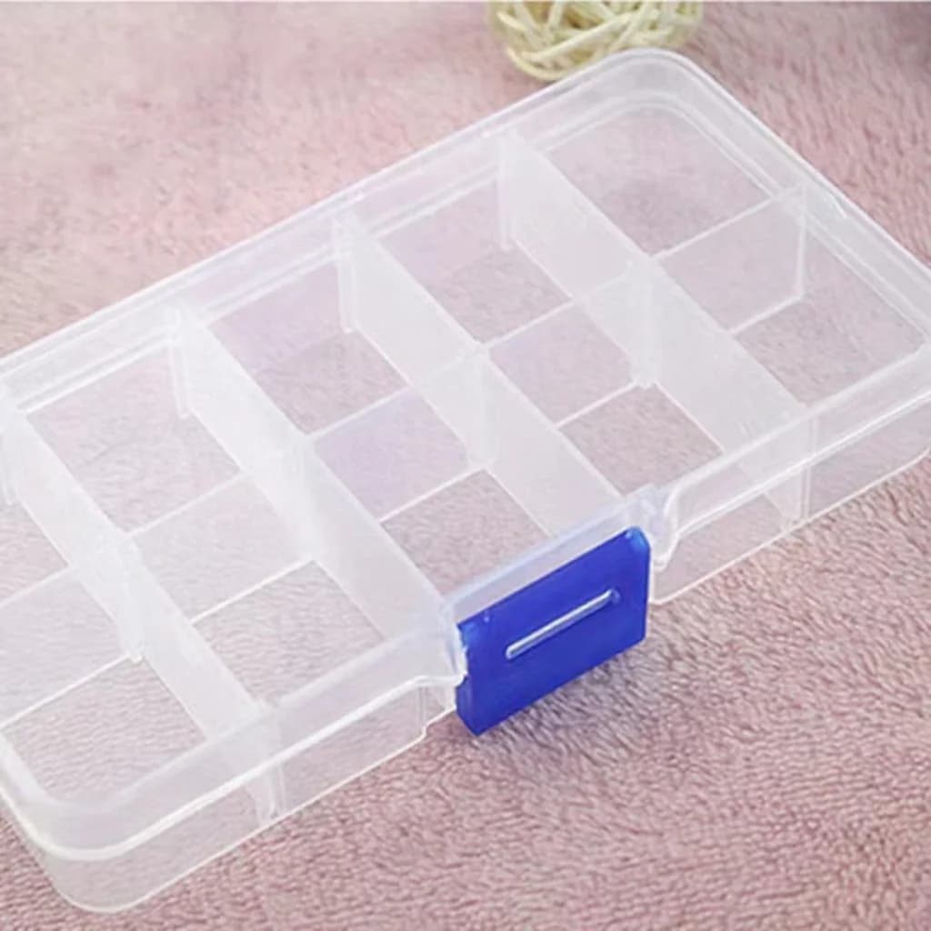 Hộp Đựng Nhựa Trong Suốt 10 Ngăn Cho Đá Trang Trí Móng Và Dụng Cụ