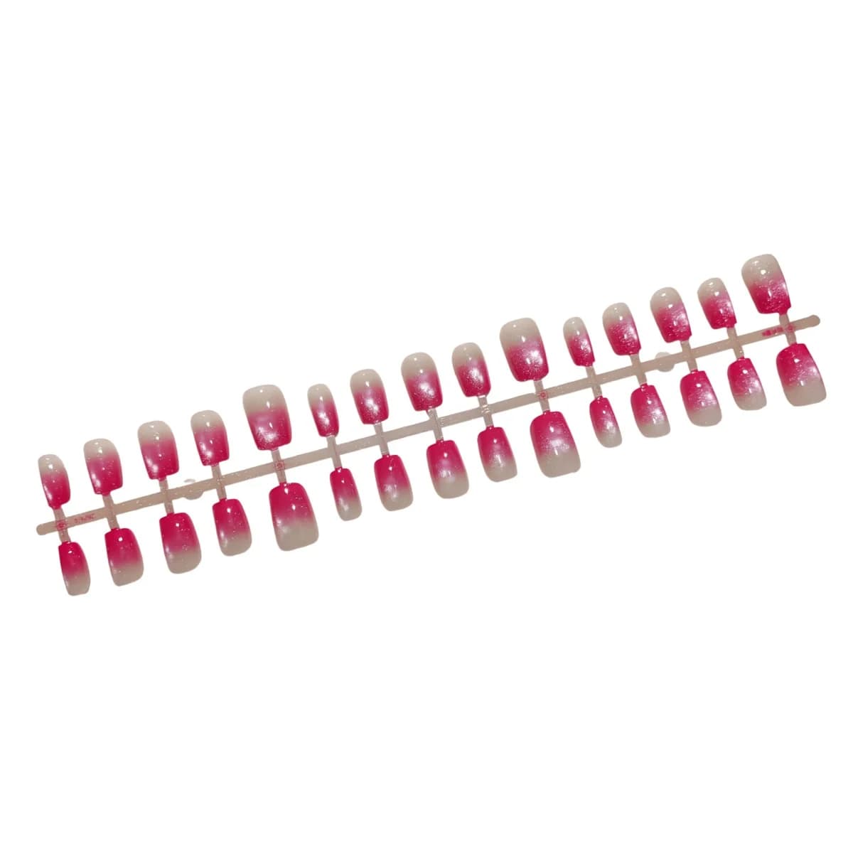 Móng Tay Giả Ngắn Hình Ballerina Mắt Mèo Gradient Hồng Hoa Hồng