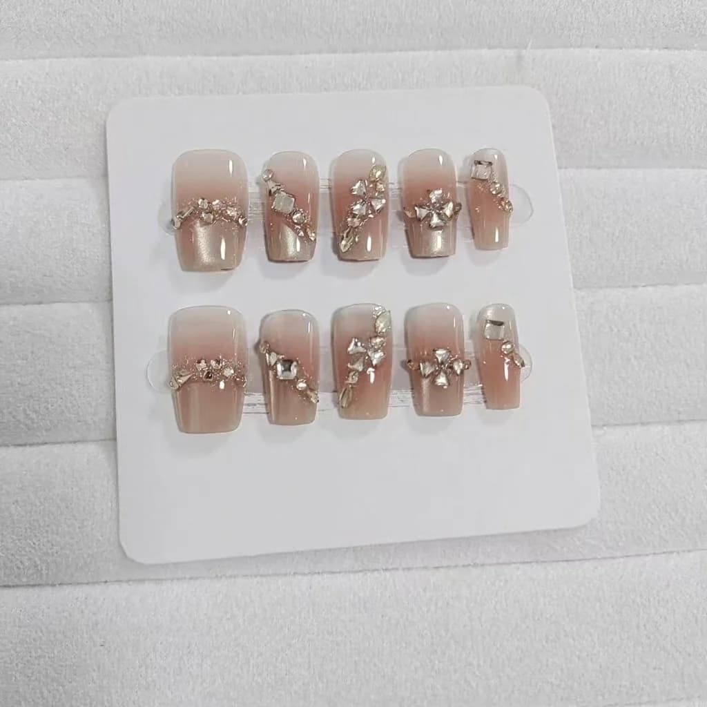 Bộ Móng Tay Dán Đá Pha Lê Họa Tiết Sao, 30 Món