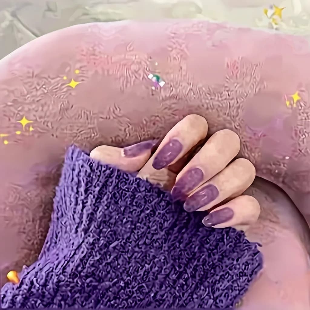 Móng Tay Dán Sẵn Hình Thang Bóng Ngắn Màu Trơn Hộp 24 Món