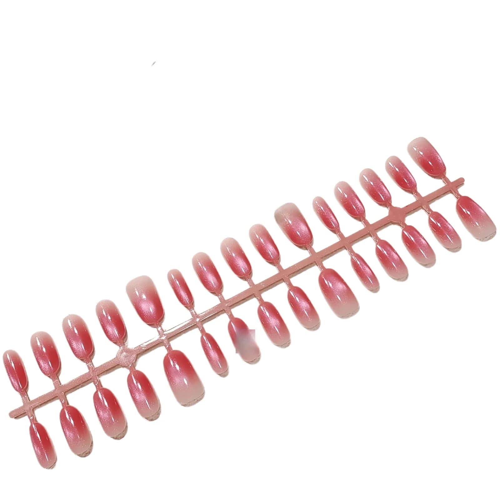 Móng Tay Giả Hiệu Ứng Mắt Mèo Ngắn Vừa Oval Nhũ Đỏ